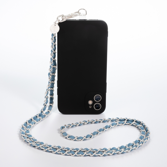 Denim Dream x Matte Silver Crossbody Phone Chain