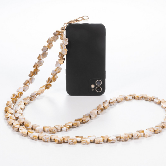 Gingerbread Latte & Hearts Crossbody Phone Chain