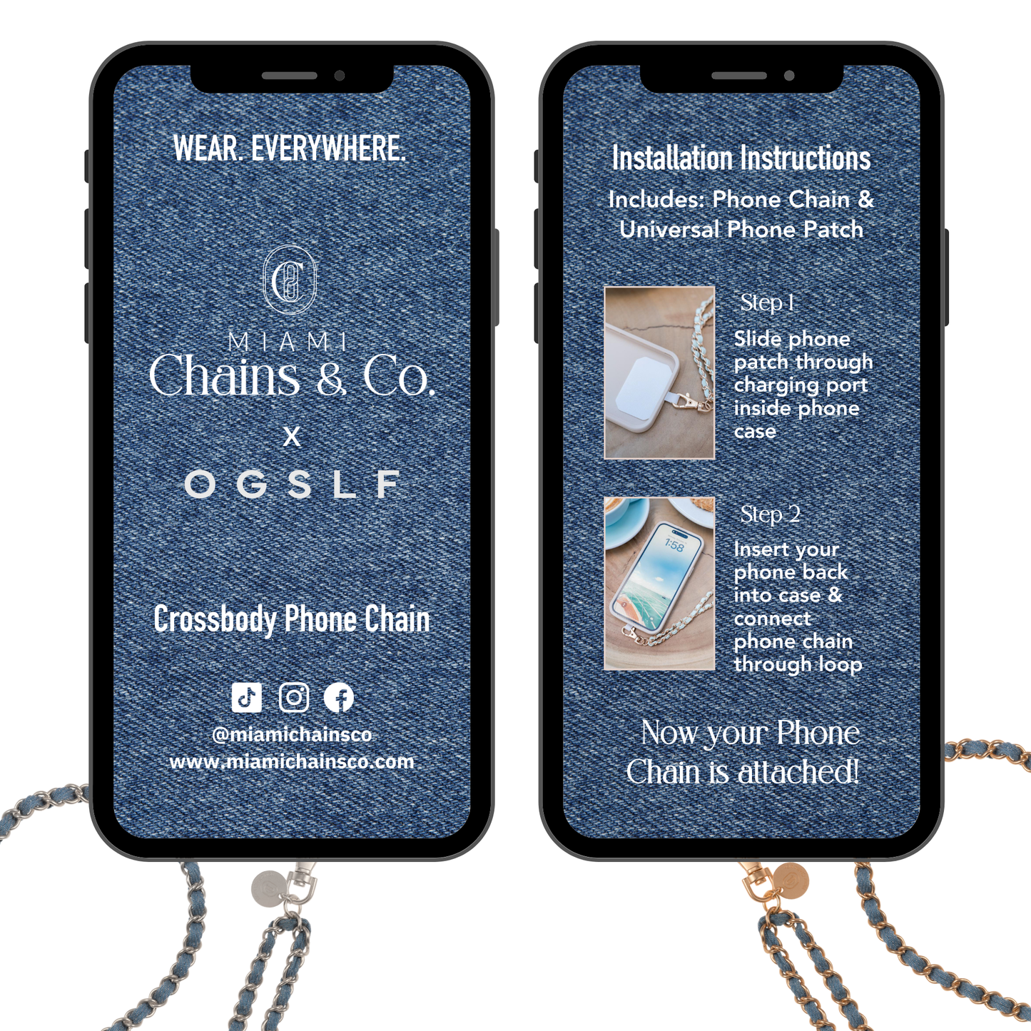 Denim Dream x Matte Gold Phone Wristlet