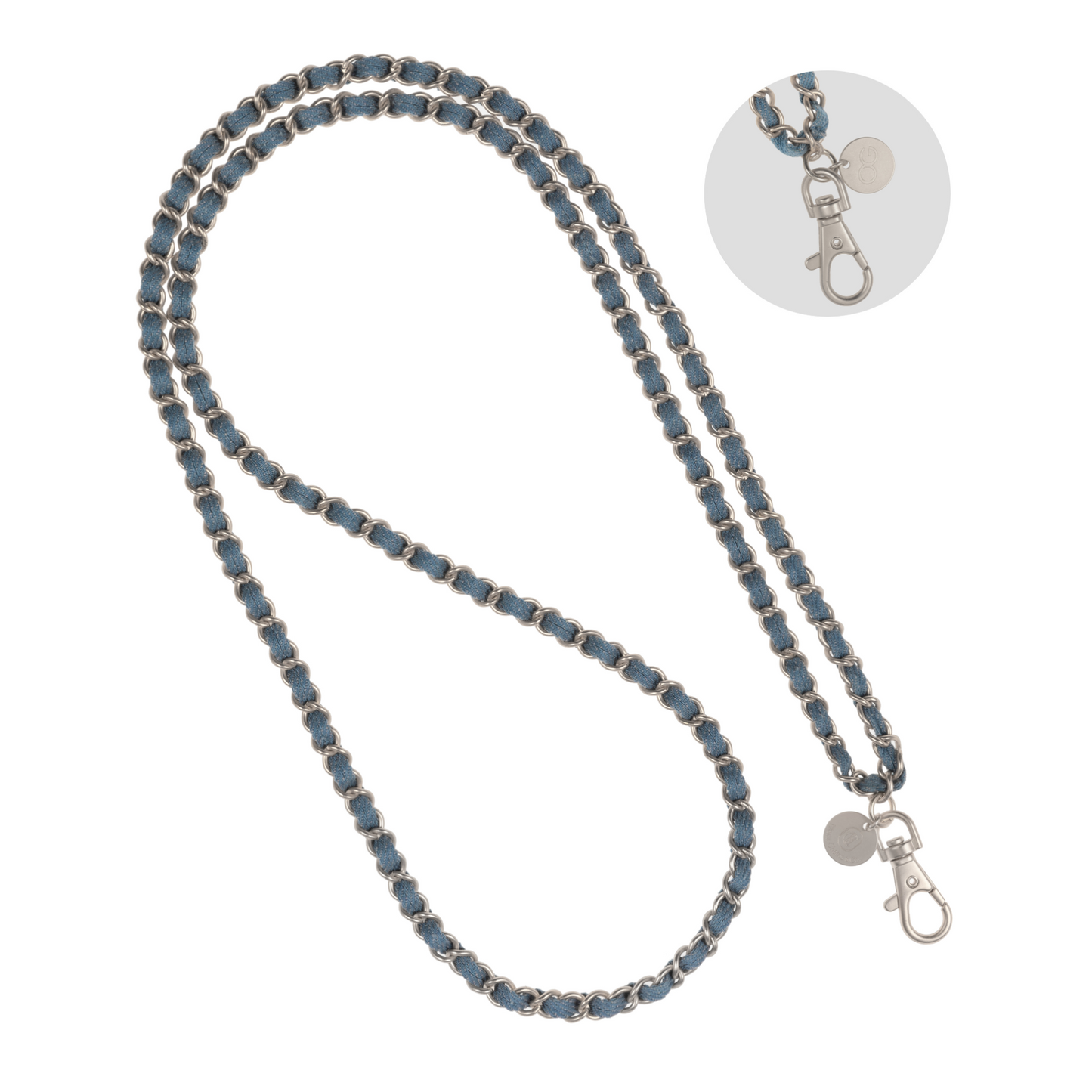 Denim Dream x Matte Silver Crossbody Phone Chain