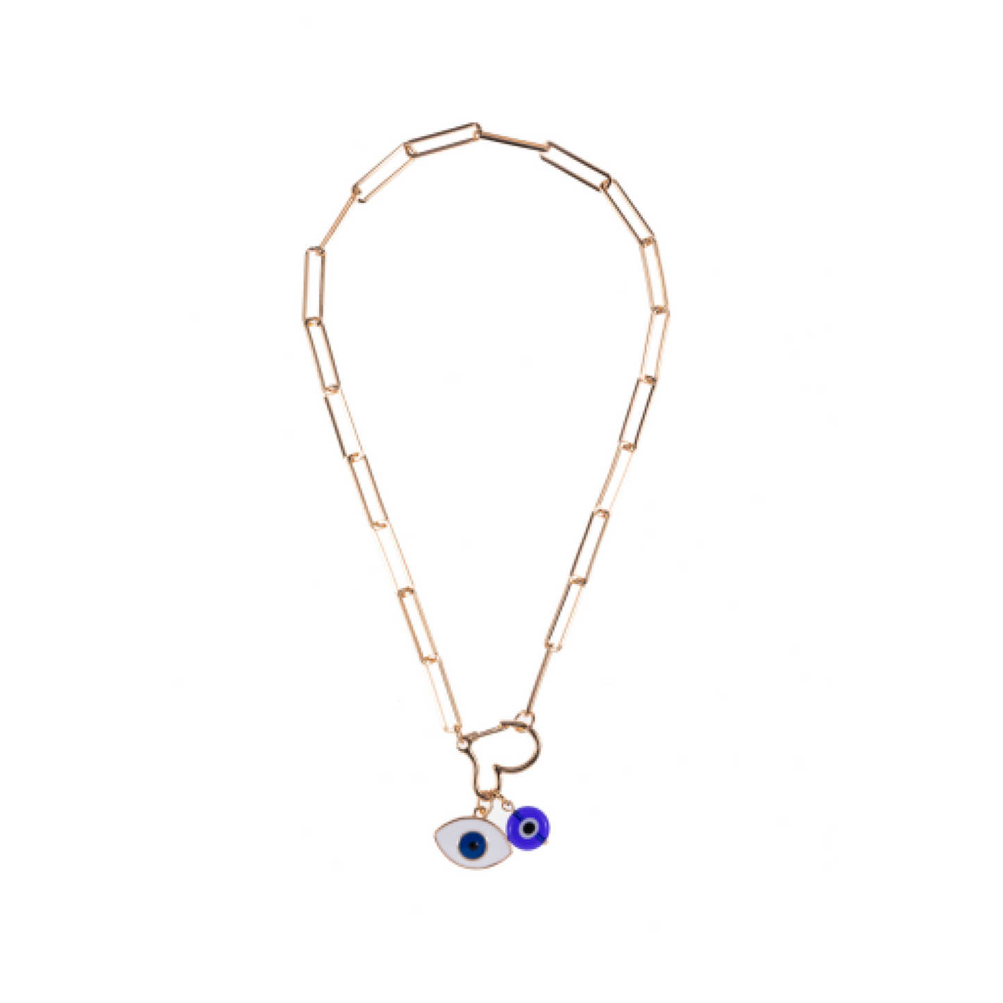 Eye Heart Gold Paperclip Necklace