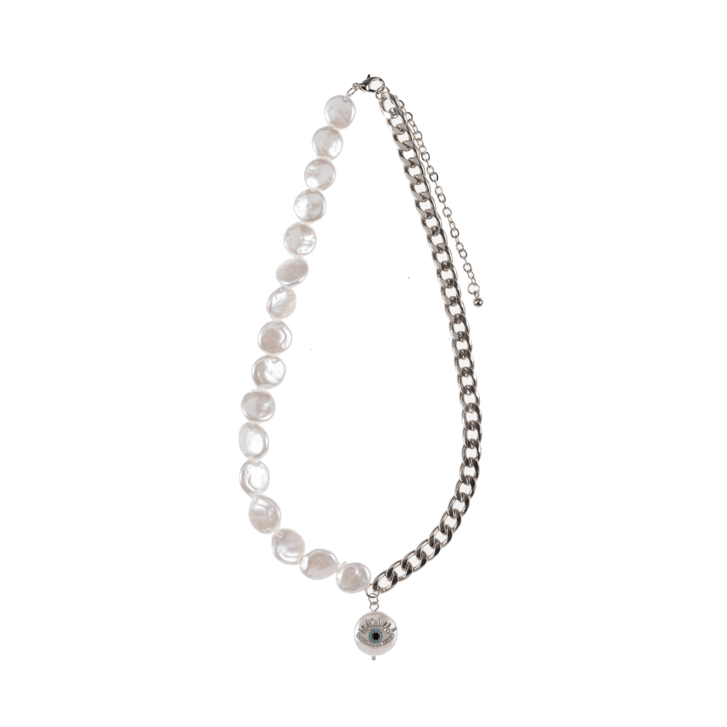 Silver Lining Pearl Evil Eye Necklace