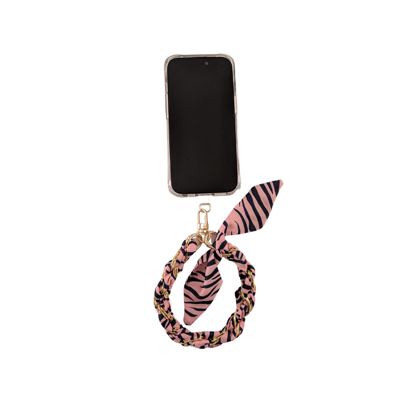 Pink Zebra Twist Phone Wristlet