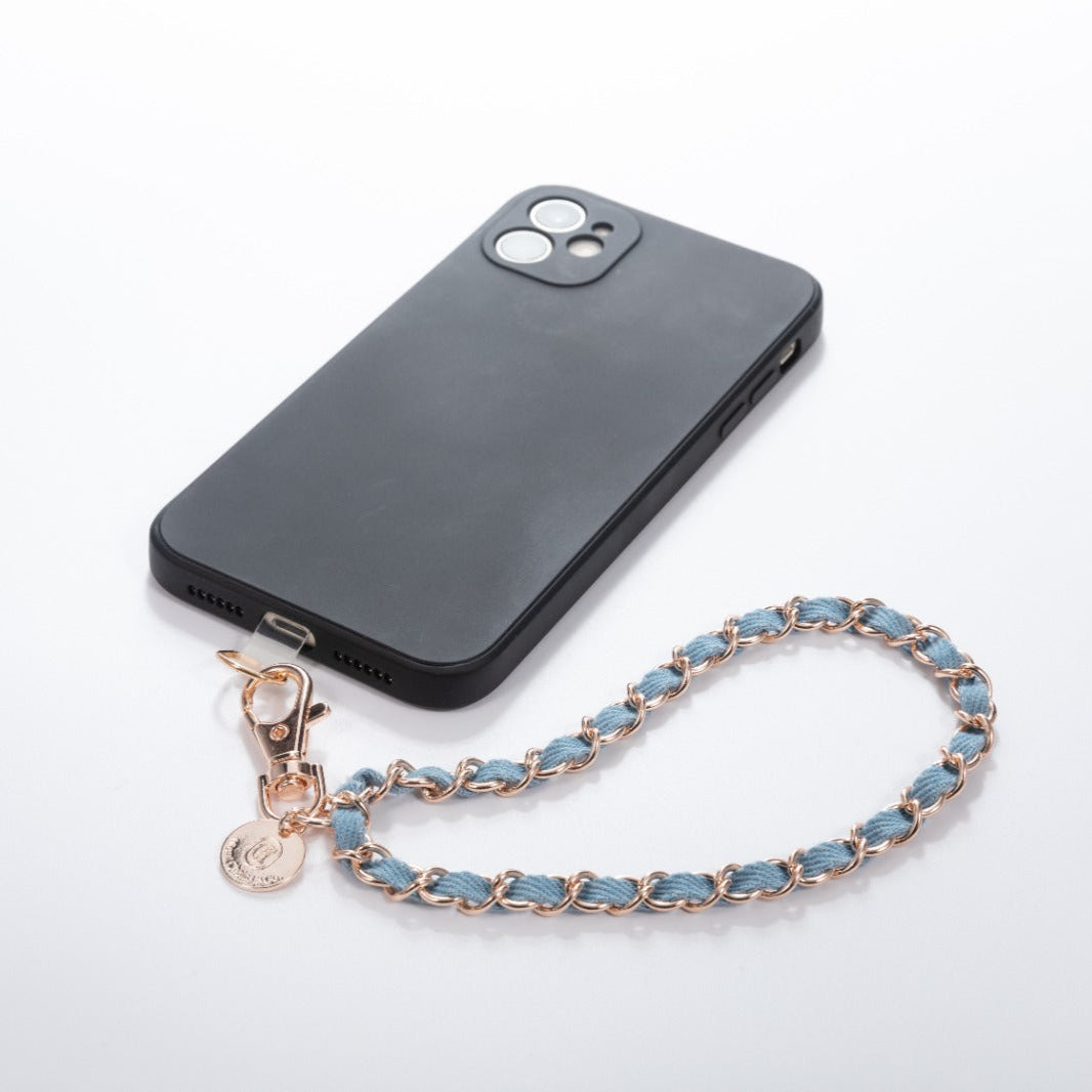 Denim Dream x Shiny Rose Gold Phone Wristlet