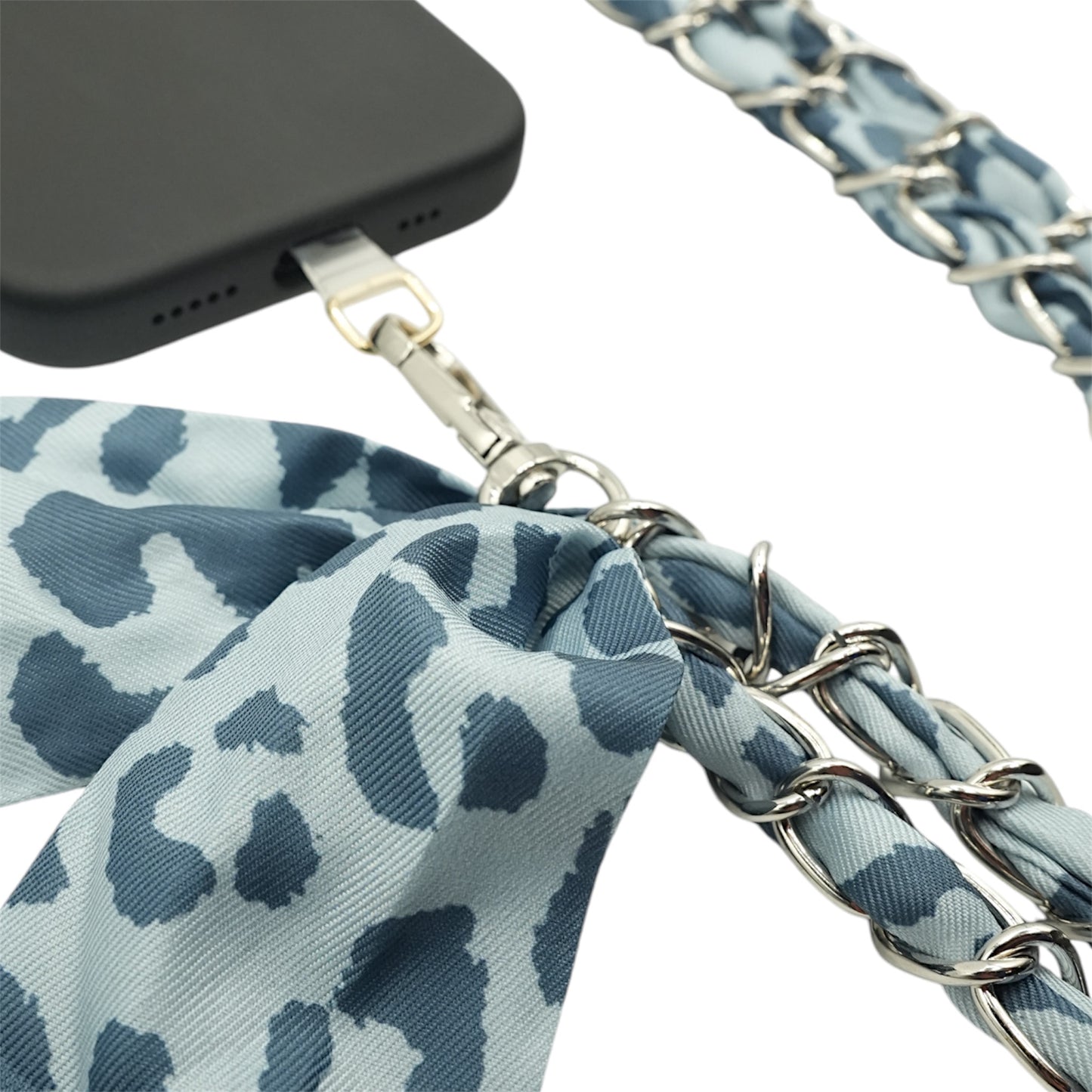 Denim Cheetah Crossbody Phone Chain