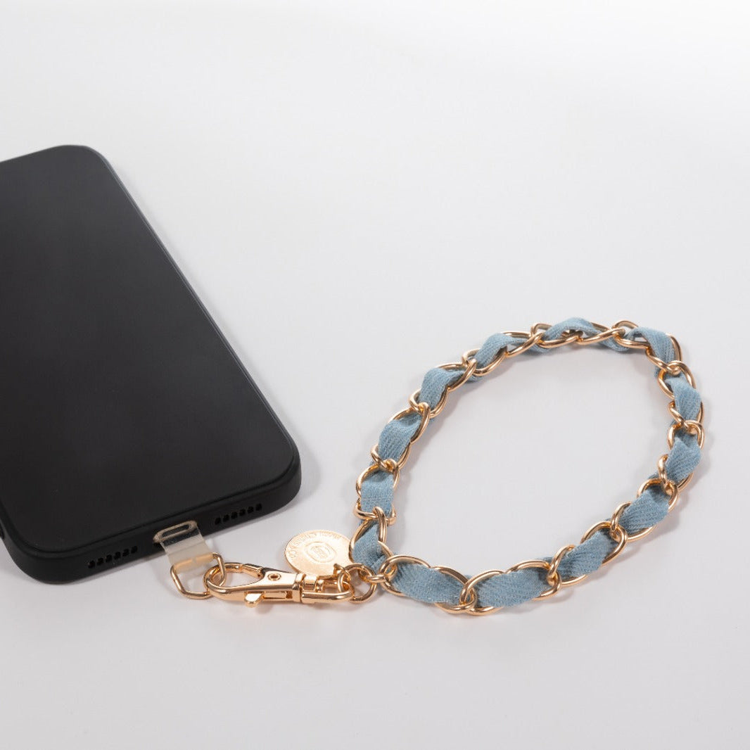 XL Denim Dream x Gold Phone Wristlet