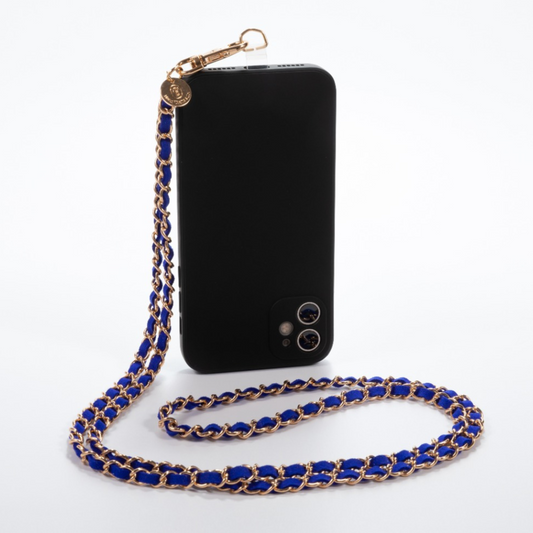 Royal Blue + Gold Crossbody Phone Chain