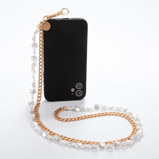 Get That Gold - Matte Gold & Pearl Crossbody Phone Chain